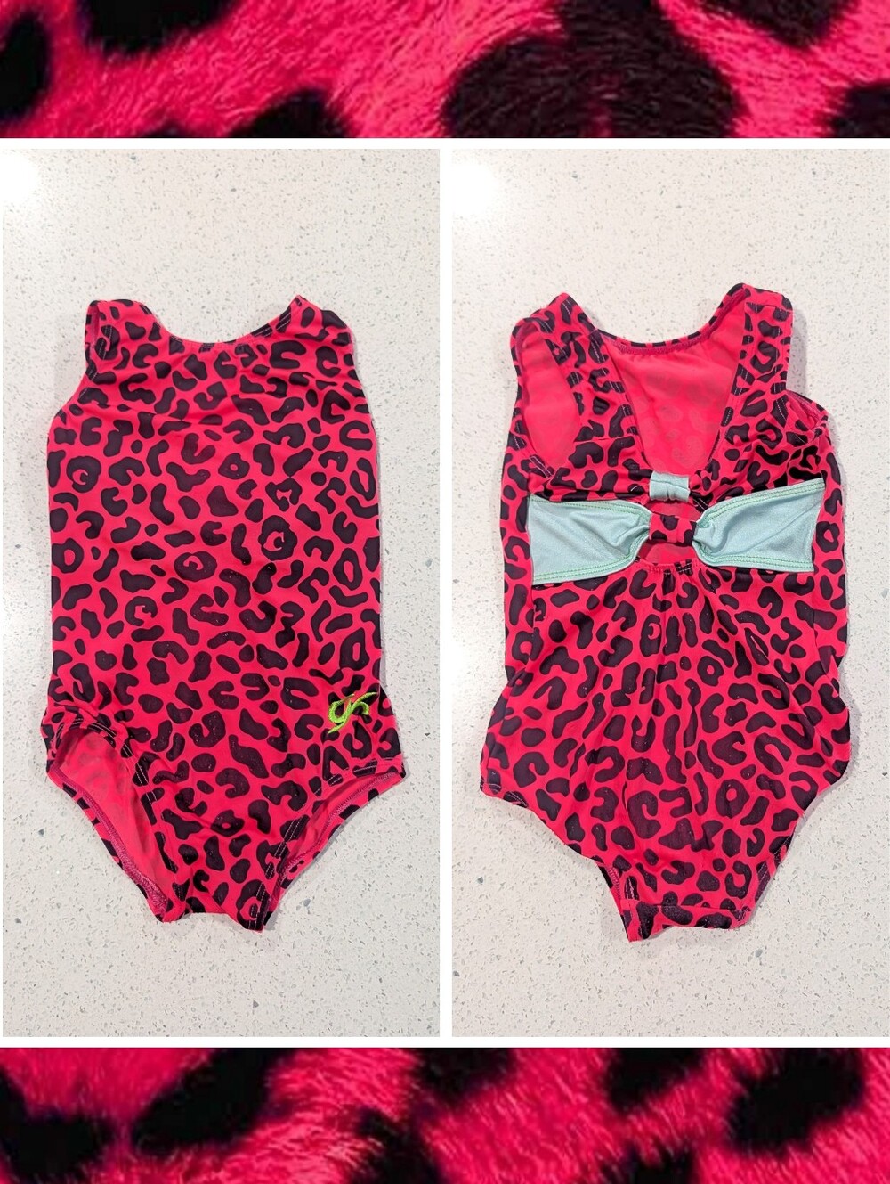CUTE Tiny Toddler GK ELITE Gymnastics Dance Baby Leotard TD 2T-3T NEON CHEETAH